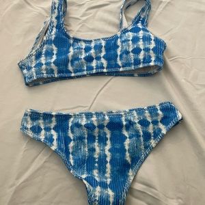 Blue tie-dye swim suit